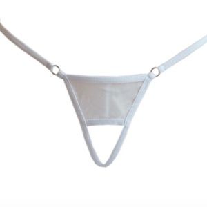 WHITE Open Crotch Micro Bikini Thong Erotic G-string - Waist is 26" to 36"